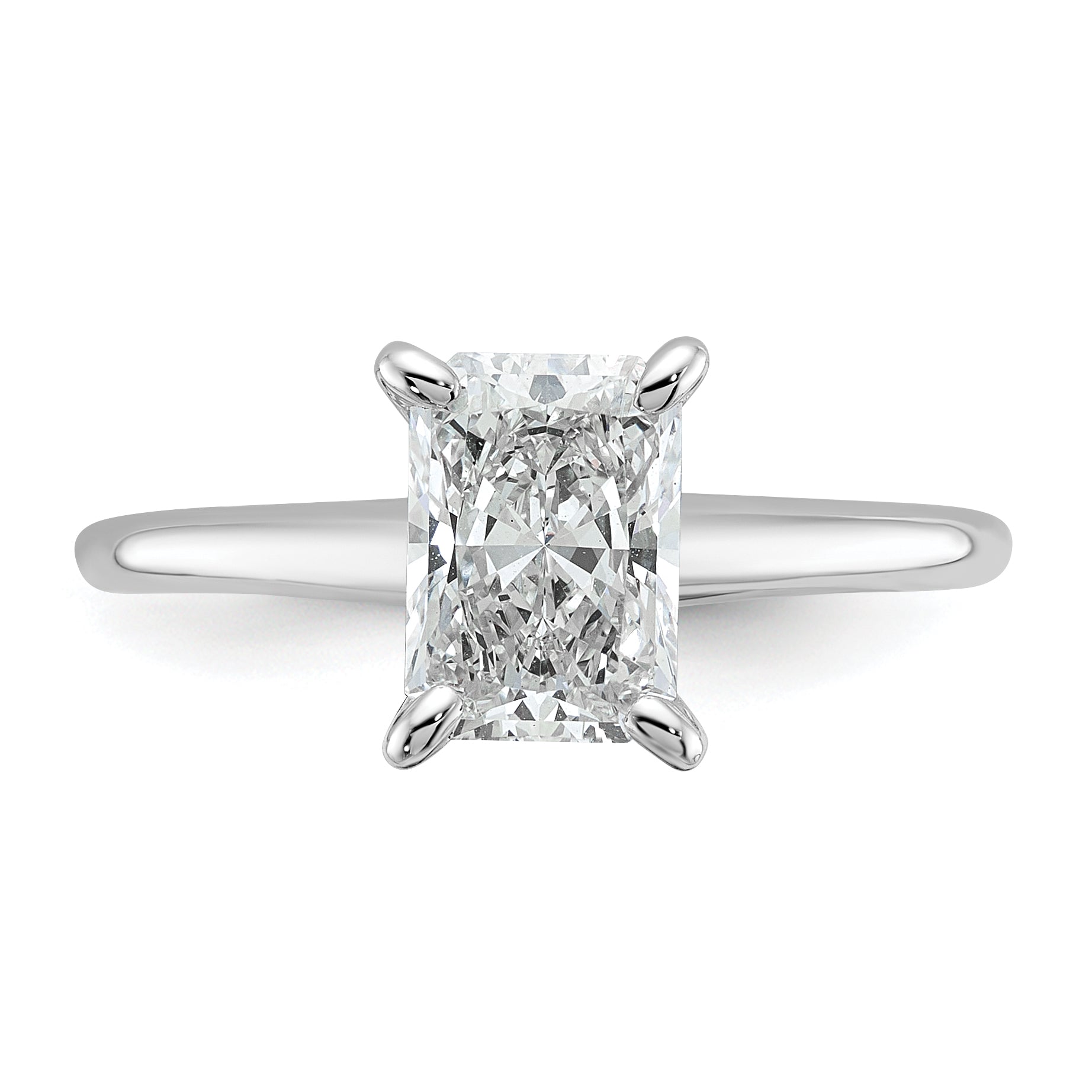 14k White Gold 1 1/2 Ct. Lab Grown Diamond VS/SI+ G+ Radiant Solitare Engagement Ring