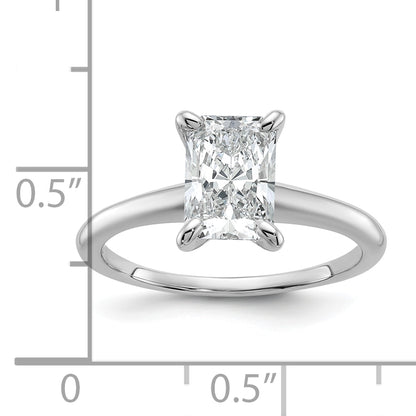 14k White Gold 1 1/2 Ct. Lab Grown Diamond VS/SI+ G+ Radiant Solitare Engagement Ring
