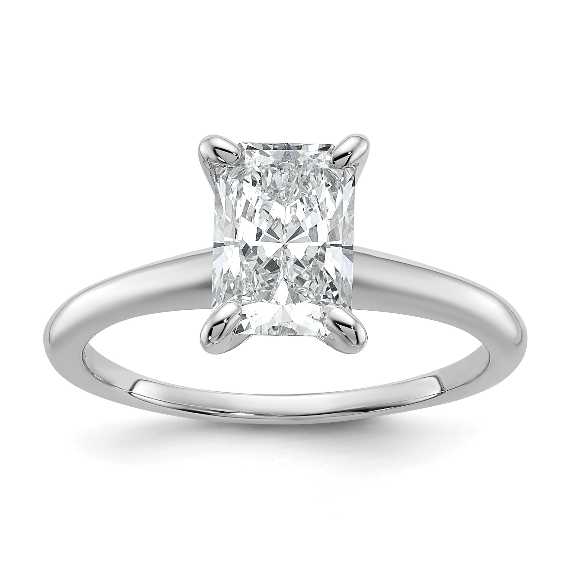 14k White Gold 1 1/2 Ct. Lab Grown Diamond VS/SI+ G+ Radiant Solitare Engagement Ring