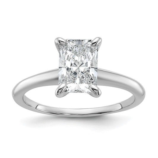 14k White Gold 1 1/2 Ct. Certified Lab Grown Diamond VS/SI+ G+ Radiant Solitare Engagement Ring