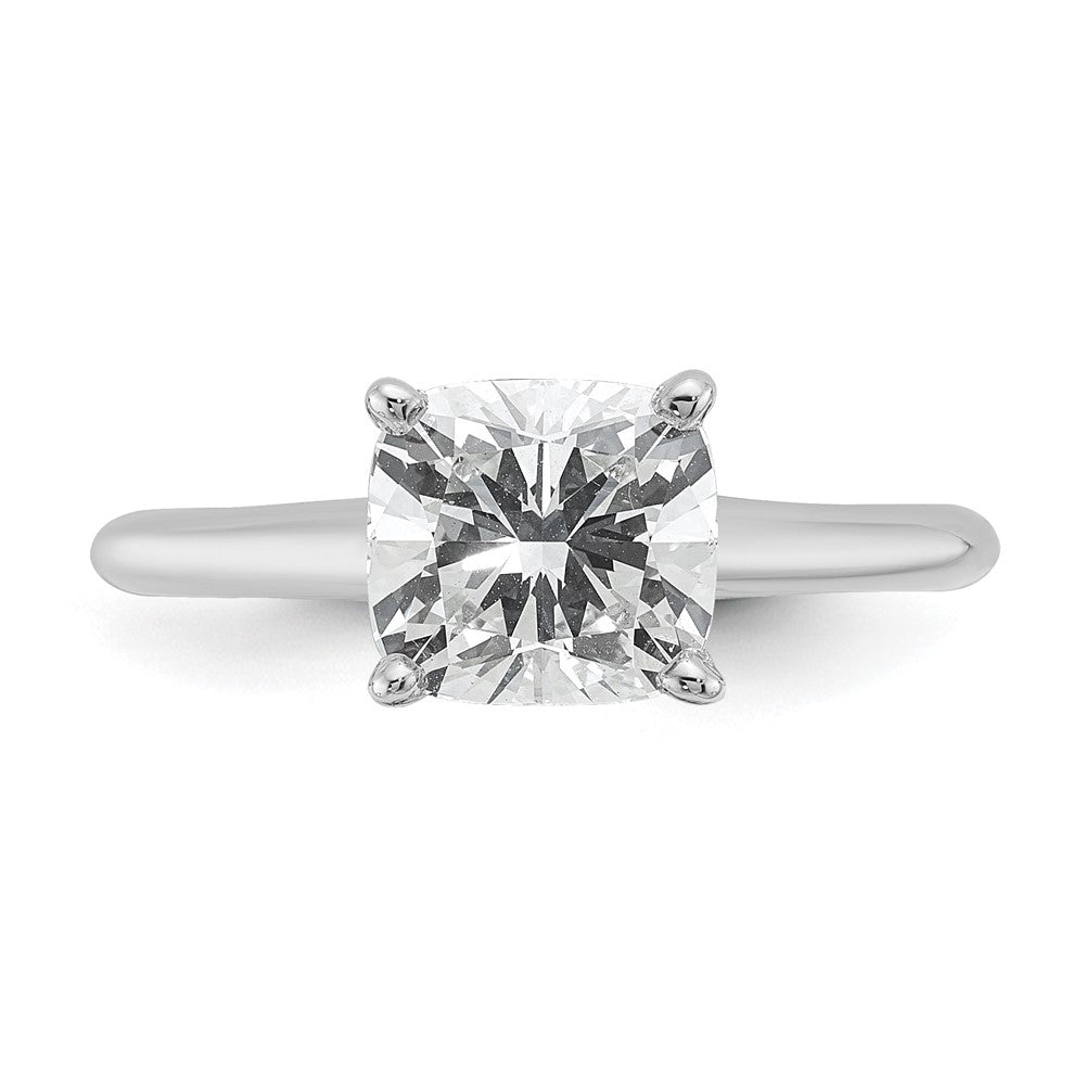 14k White Gold 2 Ct. Certified Lab Grown Diamond VS/SI+ G+ Cushion Solitare Engagement Ring