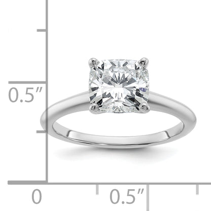 14k White Gold 2 Ct. Certified Lab Grown Diamond VS/SI+ G+ Cushion Solitare Engagement Ring