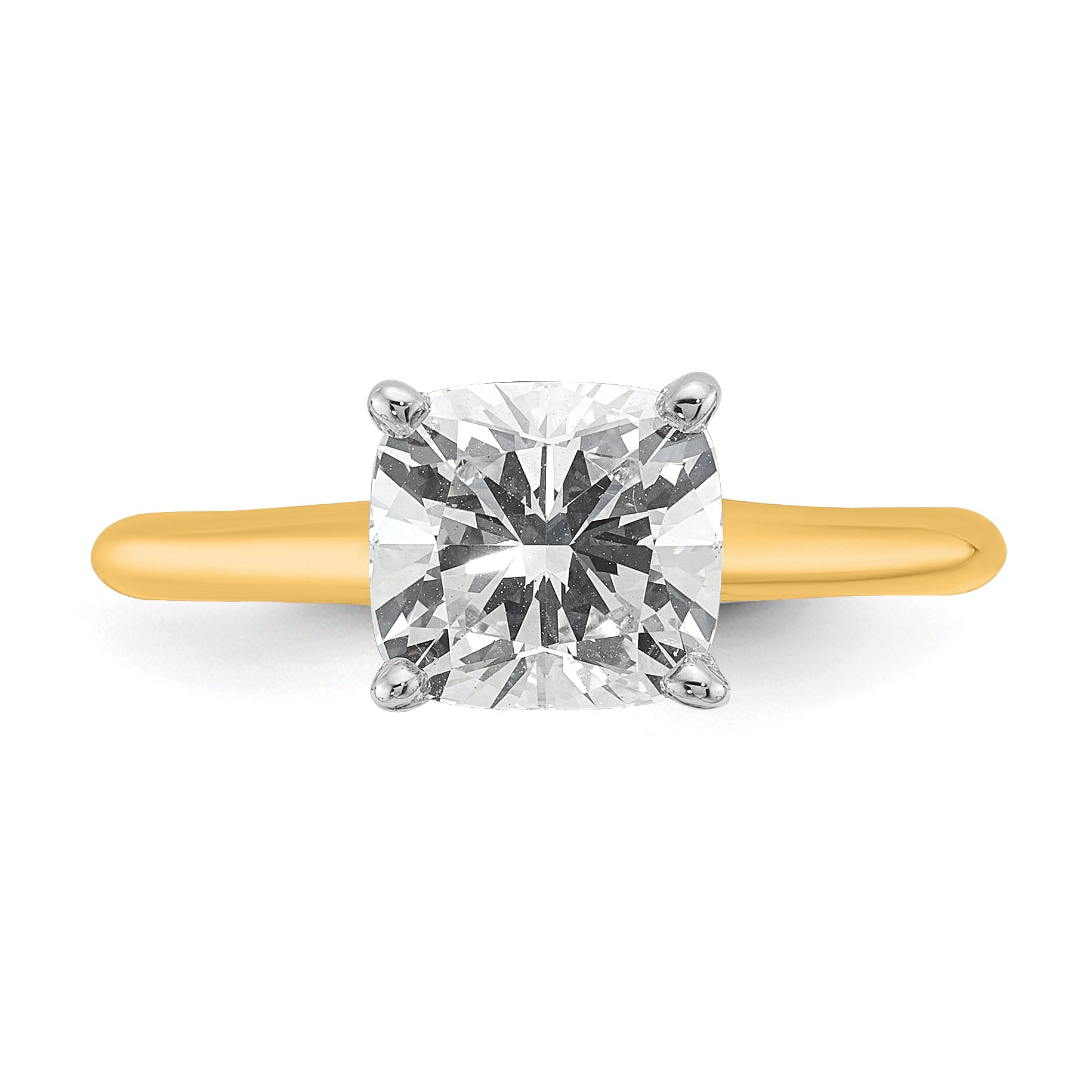 14k Two-tone 2 Ct. Lab Grown Diamond VS/SI+ G+ Cushion Solitare Engagement Ring