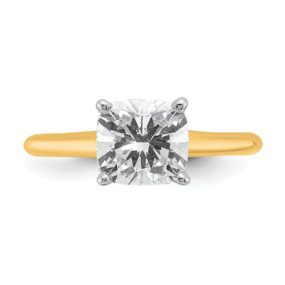 14k Two-tone 2 Ct. Lab Grown Diamond VS/SI+ G+ Cushion Solitare Engagement Ring