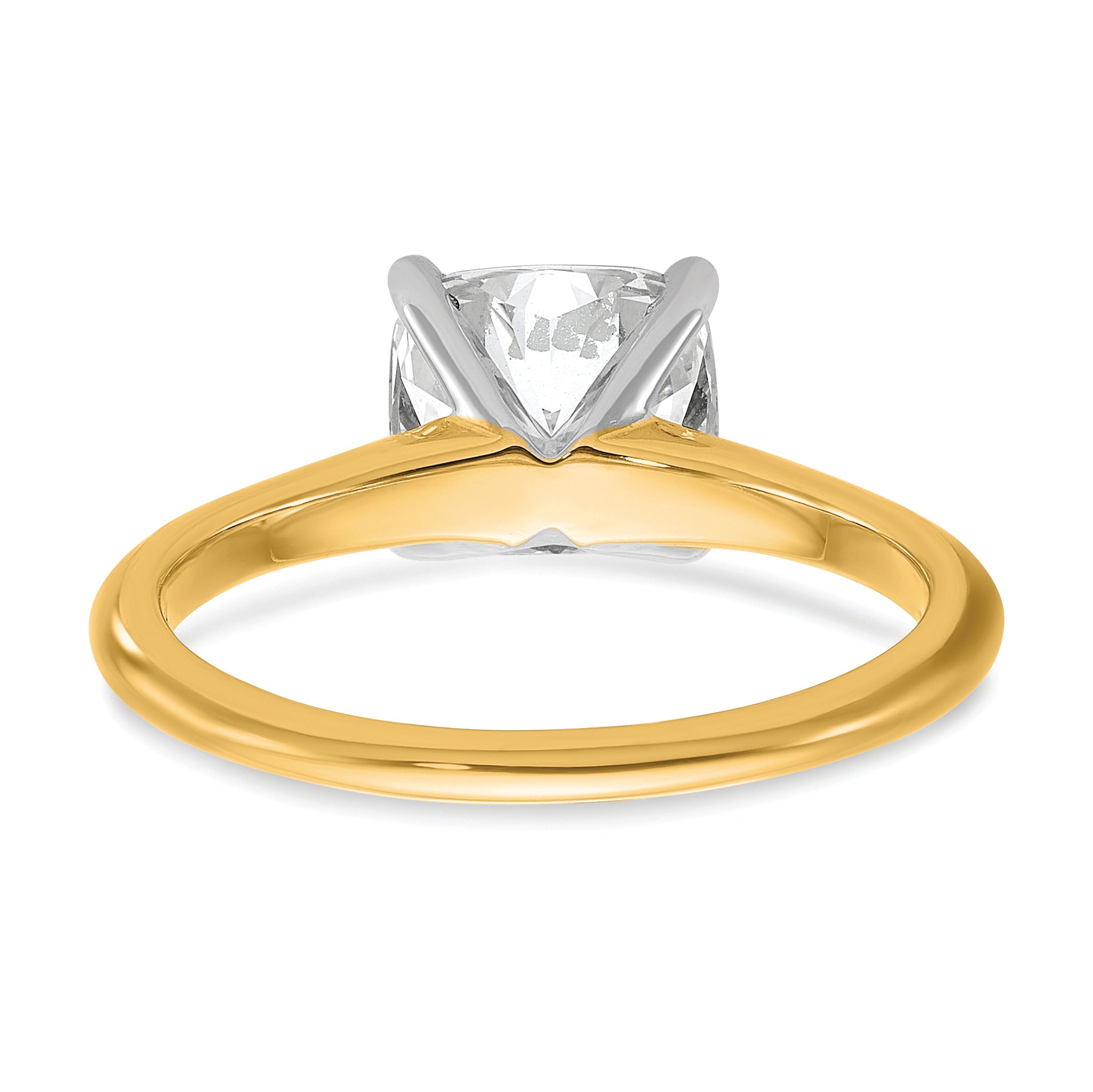 14k Two-tone 2 Ct. Lab Grown Diamond VS/SI+ G+ Cushion Solitare Engagement Ring