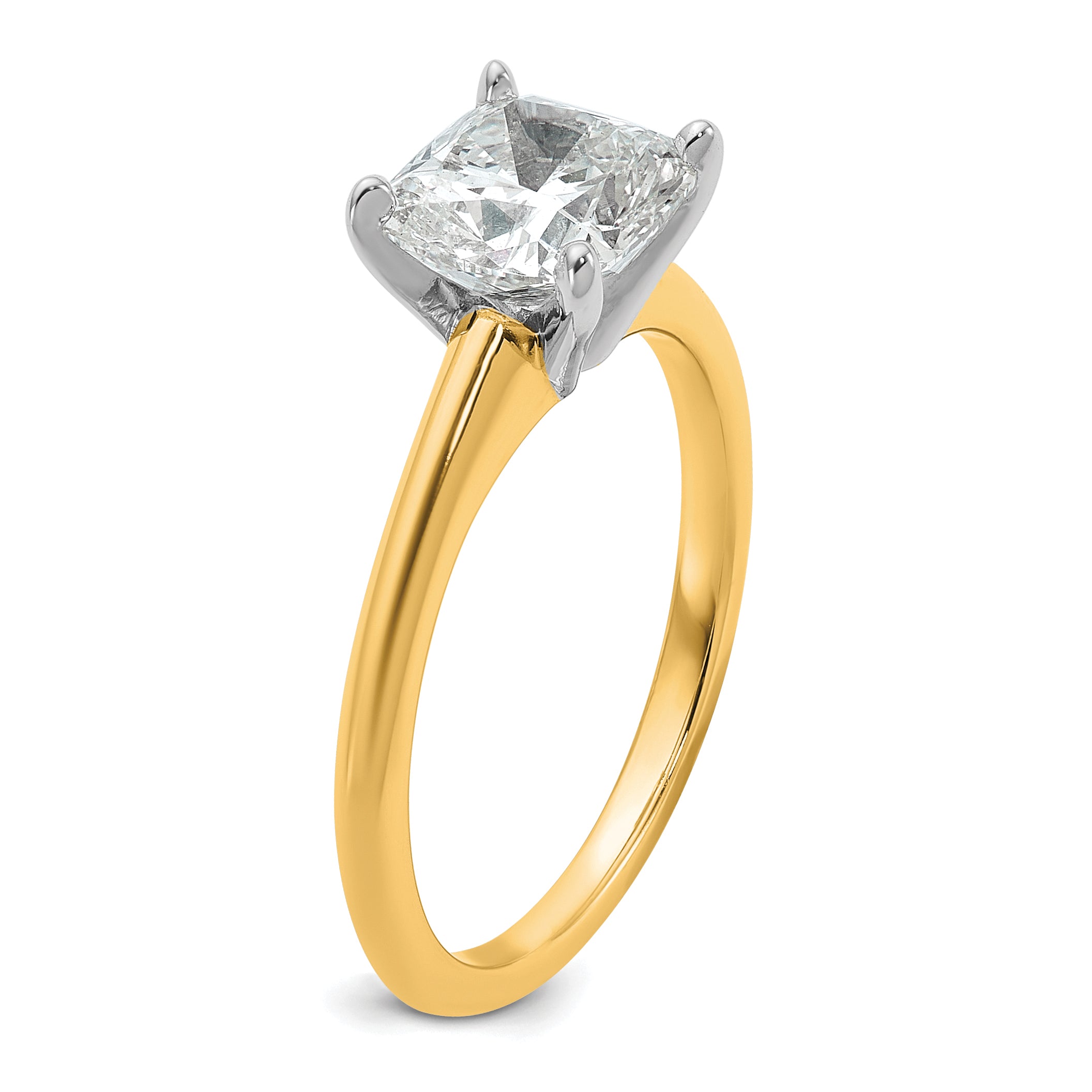14k Two-tone 2 Ct. Lab Grown Diamond VS/SI+ G+ Cushion Solitare Engagement Ring