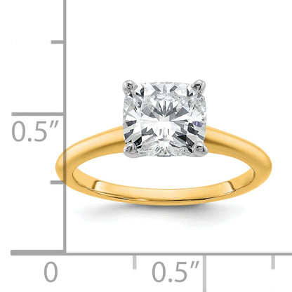14k Two-tone 2 Ct. Lab Grown Diamond VS/SI+ G+ Cushion Solitare Engagement Ring