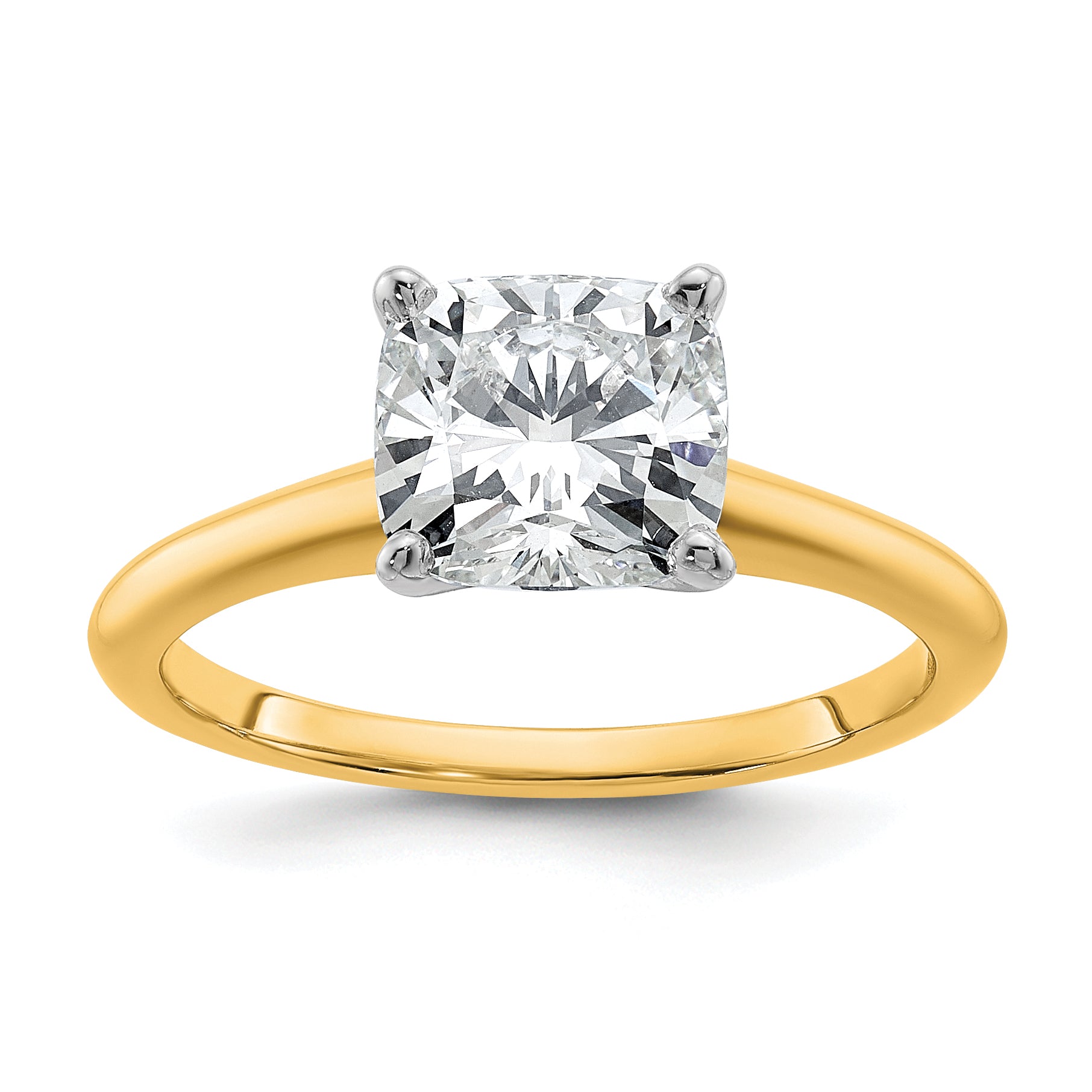 14k Two-tone 2 Ct. Lab Grown Diamond VS/SI+ G+ Cushion Solitare Engagement Ring