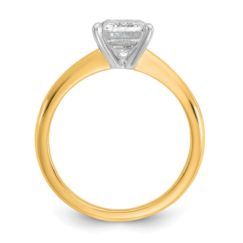 14k Two-Tone 1 3/4 Ct. Certified Lab Grown Diamond VS/SI+ G+ Emerald Solitare Engagement Ring