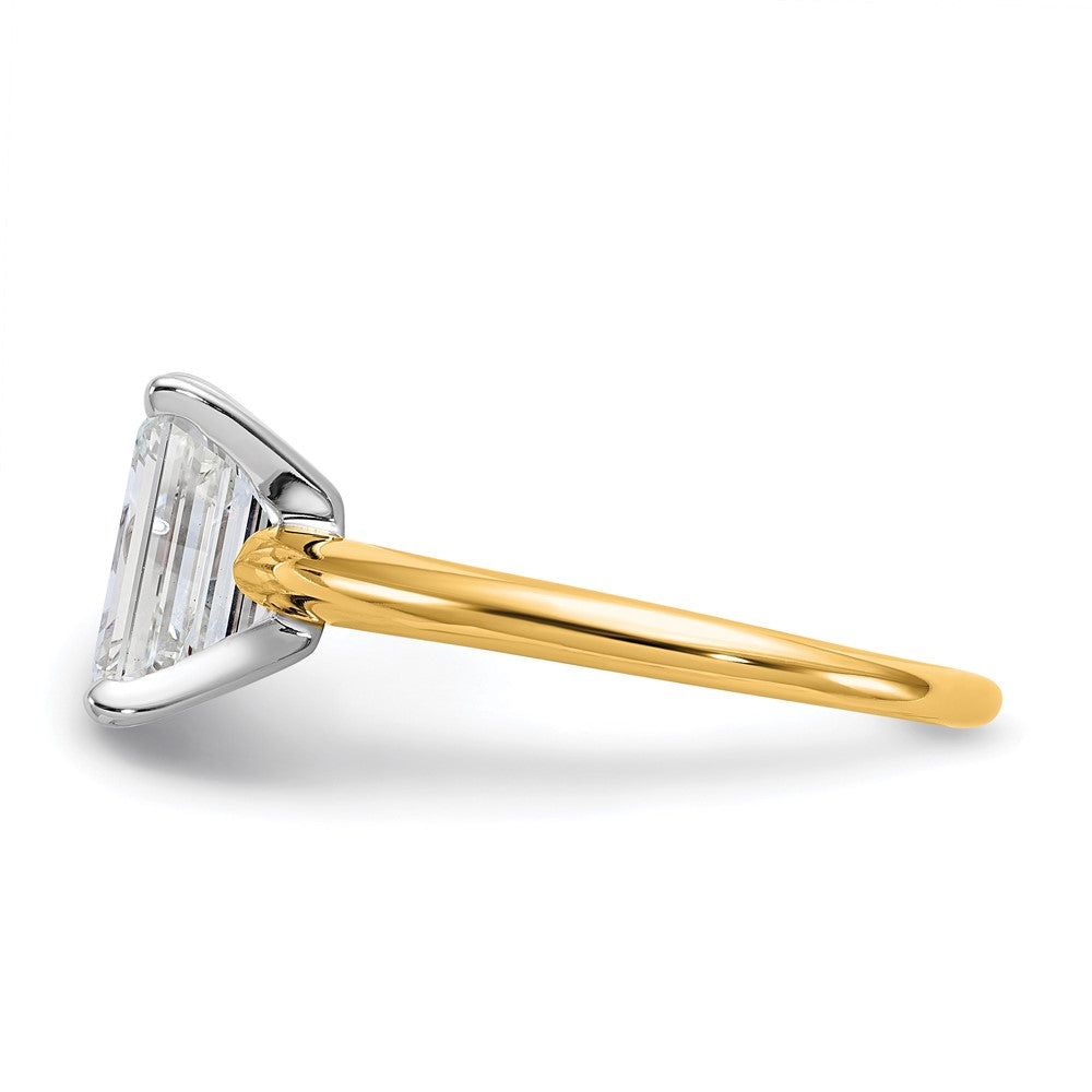 14k Two-Tone 1 3/4 Ct. Certified Lab Grown Diamond VS/SI+ G+ Emerald Solitare Engagement Ring