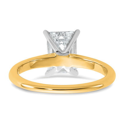 14k Two-Tone 1 3/4 Ct. Certified Lab Grown Diamond VS/SI+ G+ Emerald Solitare Engagement Ring