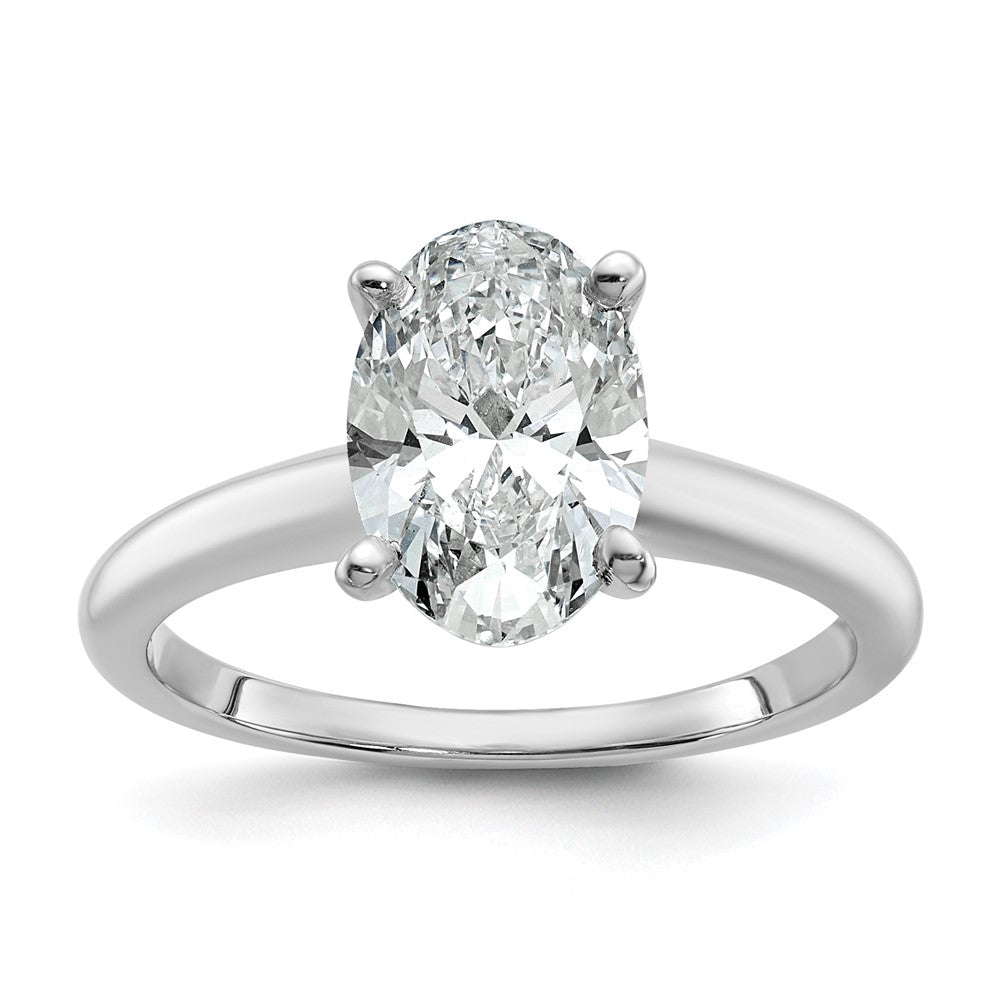 14K White Gold 2 carat Certified Lab Grown Diamond VS+ F+ Oval Complete Solitaire Engagement Ring