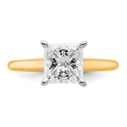 14K Two-Tone Gold Two-tone 2 carat Certified Lab Grown Diamond VS+ F+ Princess Complete Solitaire Engagement Ring