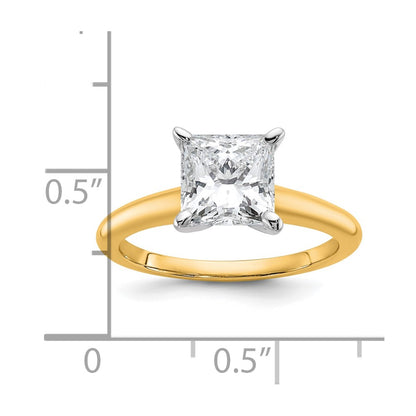 14k Two-tone 2 Ct. Certified Lab Grown Diamond VS/SI+ G+ Princess Solitare Engagement Ring