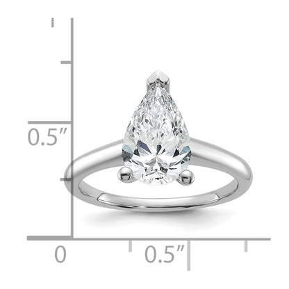14k White Gold 2 Ct. Lab Grown Diamond VS/SI+ G+ Pear Solitare Engagement Ring