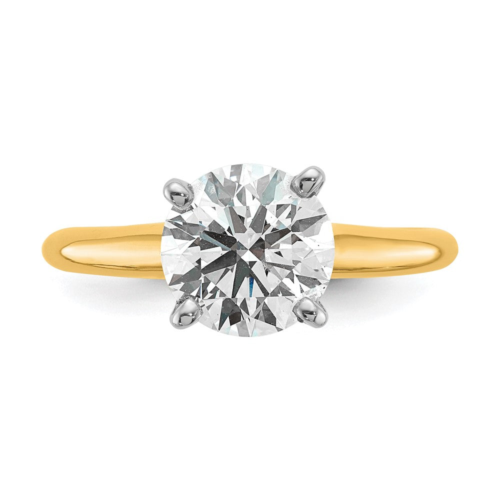 14k Two-tone 2 Ct. Certified Complete Lab Grown Diamond VS/SI+ G+ Round Solitaire Engagement Ring