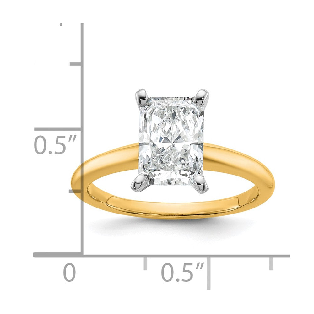 14k Two-tone 2 Ct. Lab Grown Diamond VS/SI+ G+ Radiant Solitare Engagement Ring