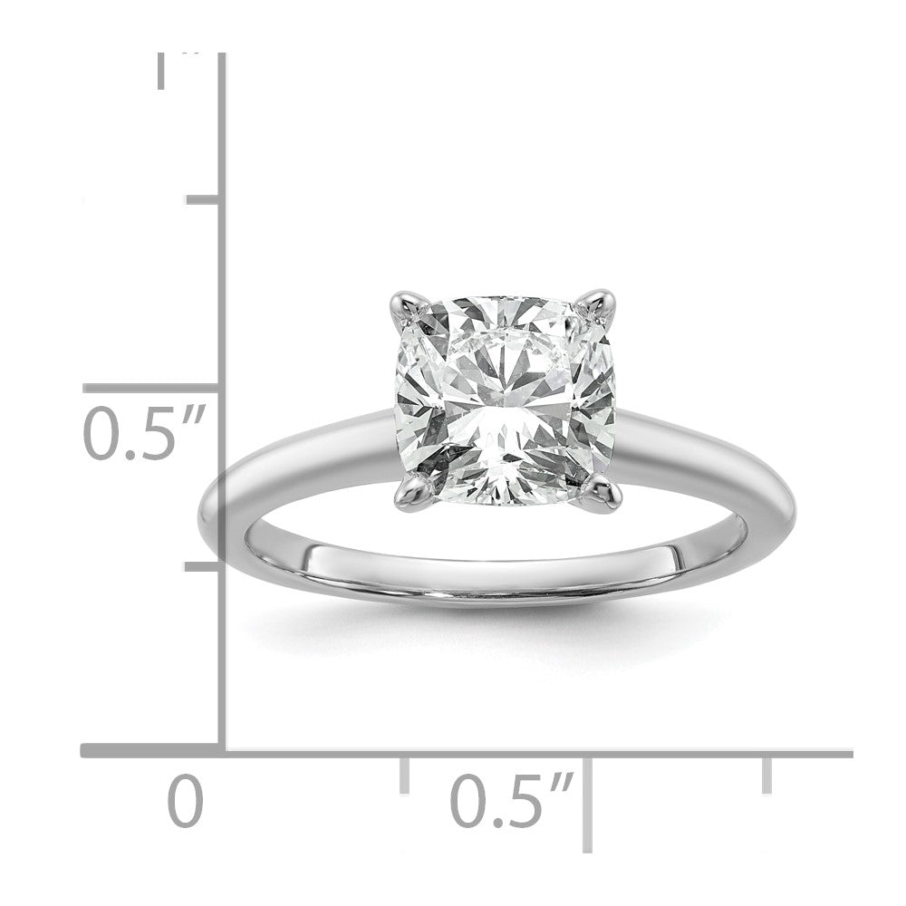 14k White Gold 2 1/2 Ct. Certified Lab Grown Diamond VS/SI+ G+ Cushion Solitare Engagement Ring