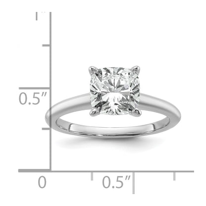 14k White Gold 2 1/2 Ct. Lab Grown Diamond VS/SI+ G+ Cushion Solitare Engagement Ring
