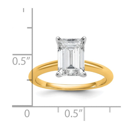 14k Two-tone 2 1/2 Ct. Lab Grown Diamond VS/SI+ G+ Emerald Solitare Engagement Ring