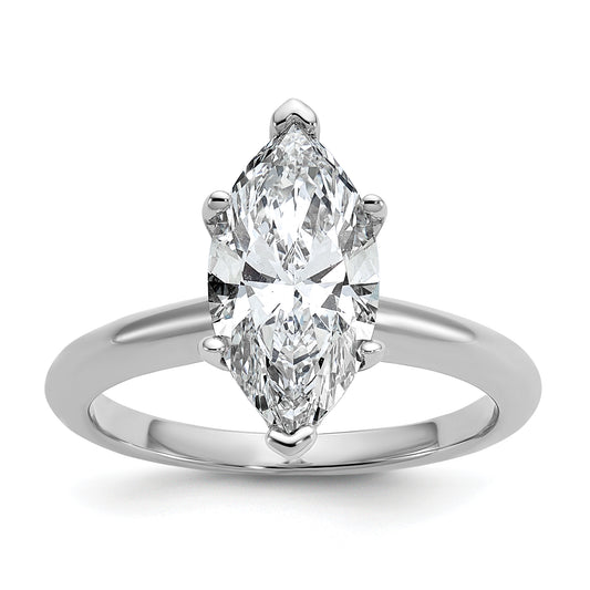 14k White Gold 2 1/2 Ct. Certified Lab Grown Diamond VS/SI+ G+ Marquise Solitare Engagement Ring