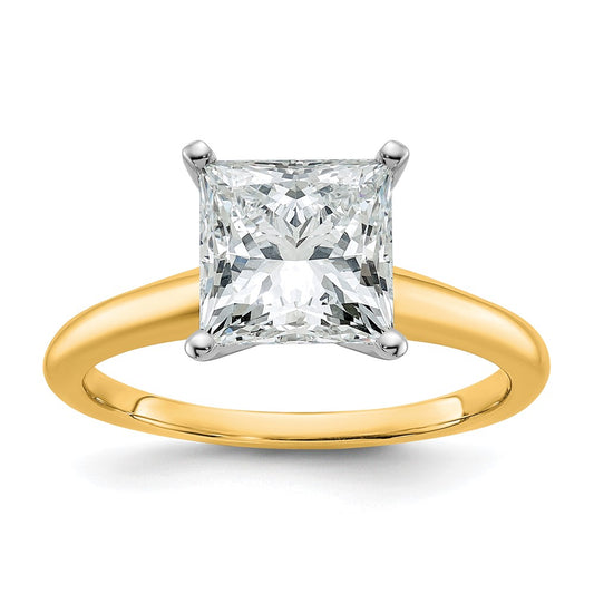 14k Two-tone 2 1/2 Ct. Lab Grown Diamond VS/SI+ G+ Princess Solitare Engagement Ring