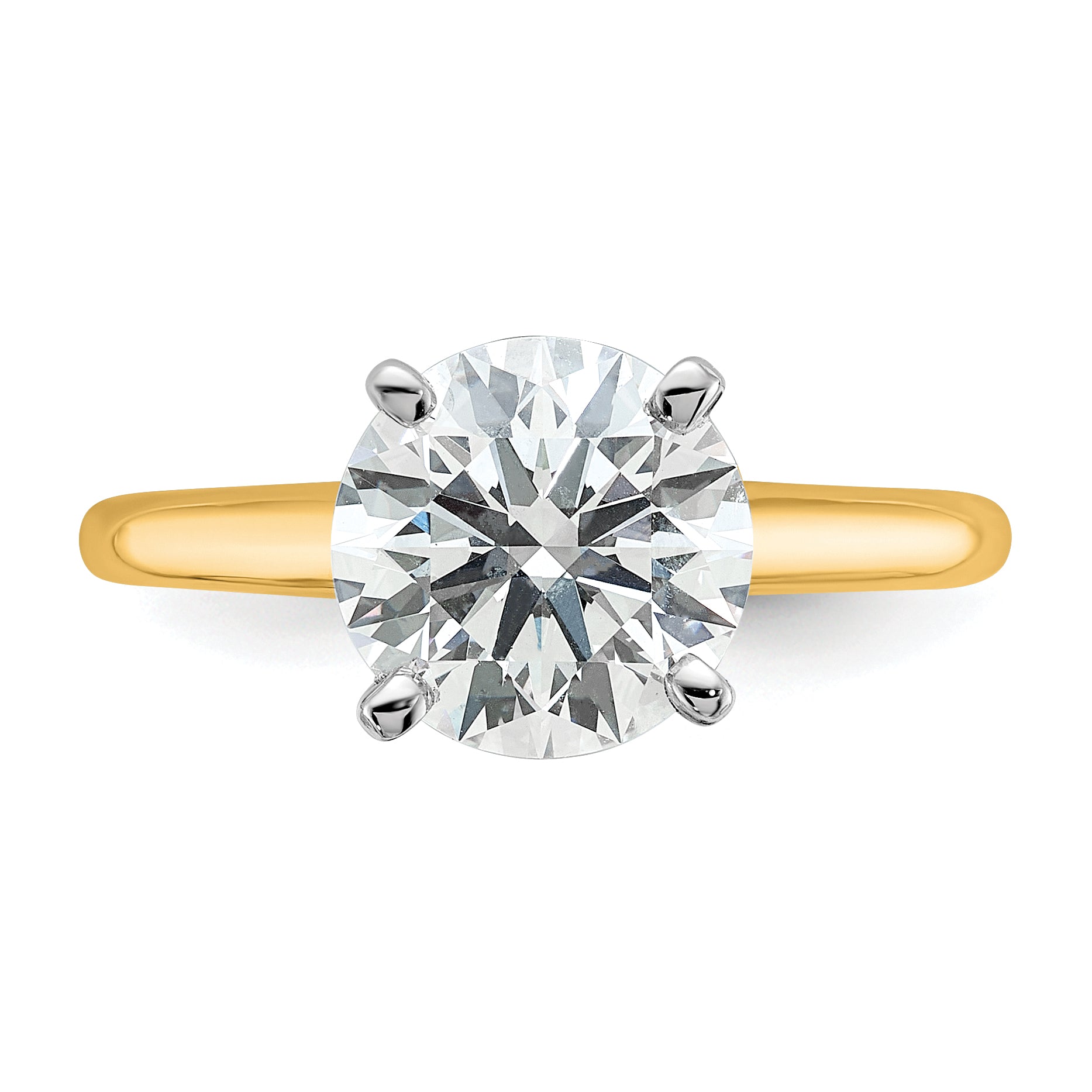 14k Two-tone 2 1/2 Ct. Lab Grown Diamond VS/SI+ G+ Round Solitaire Engagement Ring