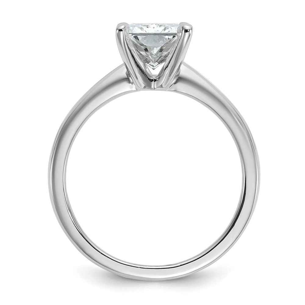 14K White Gold 2 1/2 carat Lab Grown Diamond VS+ F+ Radiant Solitaire Complete Engagement Ring