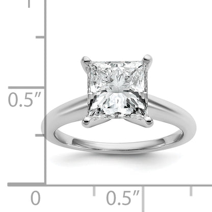 14k White Gold 3 Ct. Certified Lab Grown Diamond VS/SI+ G+ Princess Solitare Engagement Ring