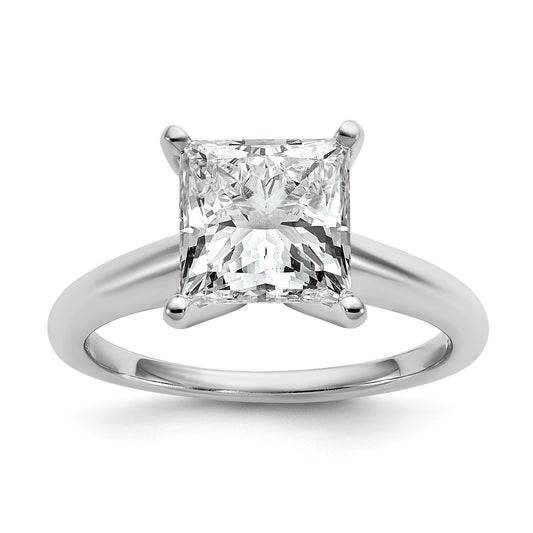 14k White Gold 3 Ct. Certified Lab Grown Diamond VS/SI+ G+ Princess Solitare Engagement Ring