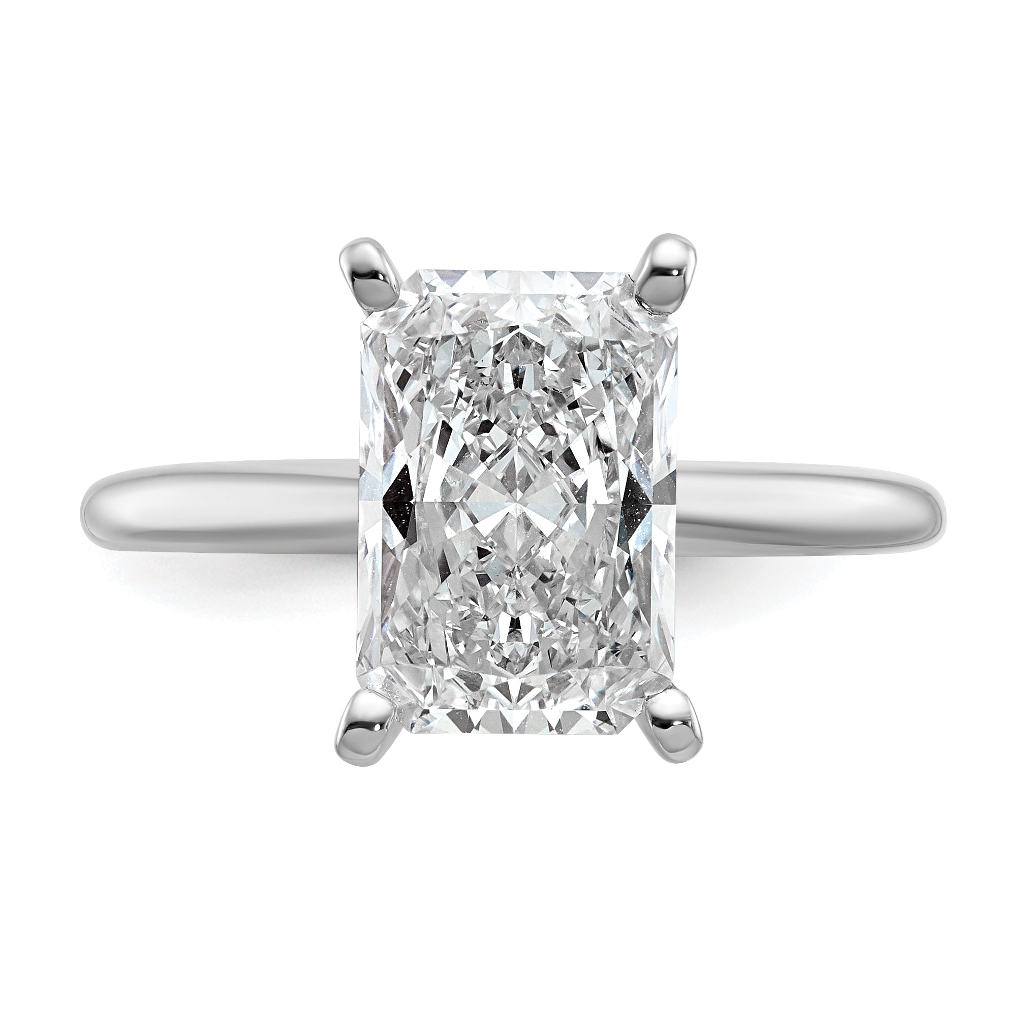 14k White Gold 3 Ct. Certified Lab Grown Diamond VS/SI+ G+ Radiant Solitaire Engagement Ring