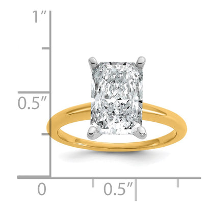 14k Two-Tone 3 Ct. Lab Grown Diamond VS/SI+ G+ Radiant Solitaire Engagement Ring