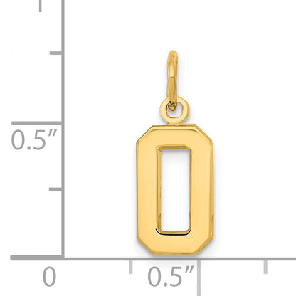 14K Yellow Gold Small Polished Number 0 Charm