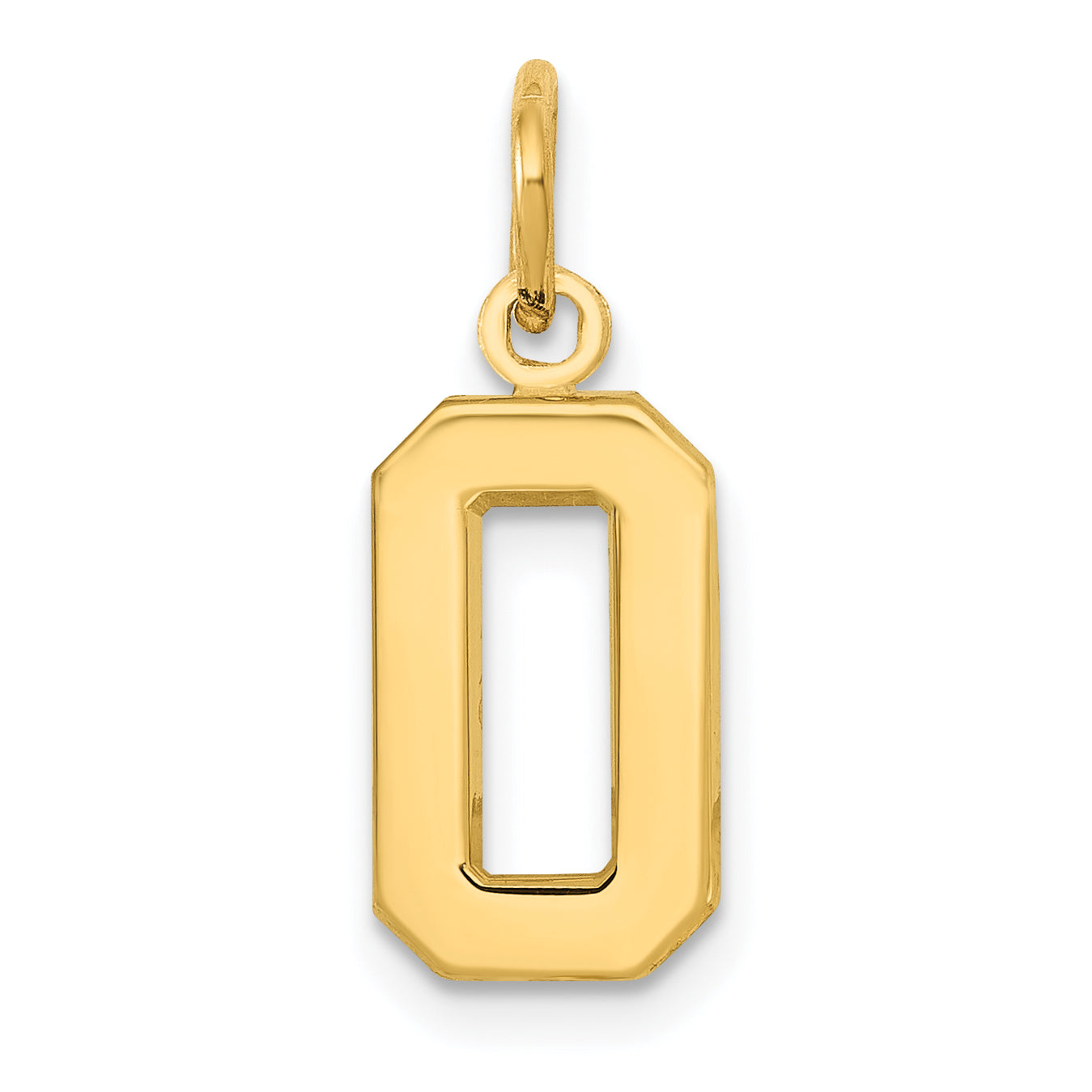 14K Yellow Gold Small Polished Number 0 Charm