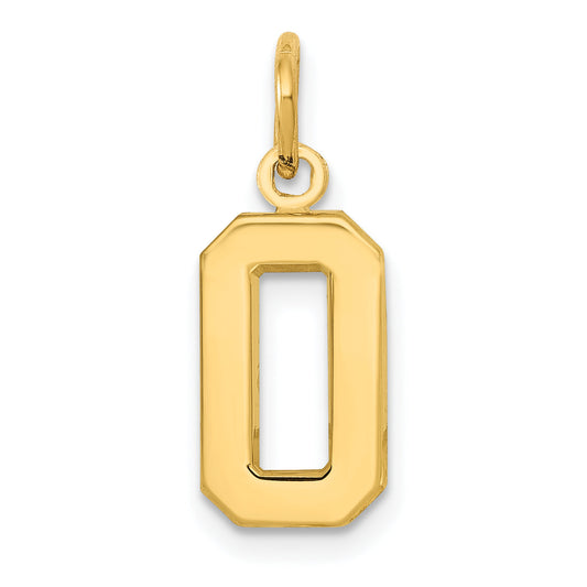 14K Yellow Gold Small Polished Number 0 Charm