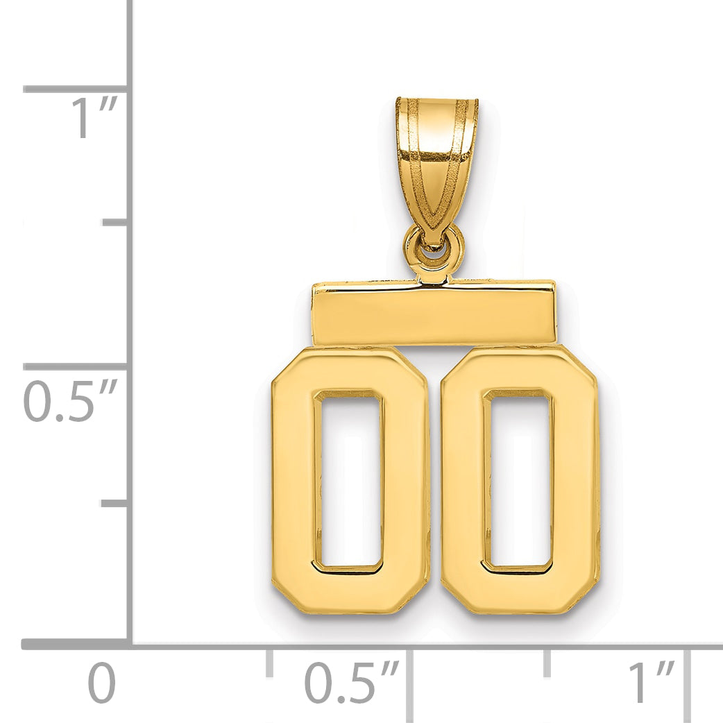 10K Yellow Gold Small Polished Number 00 Charm