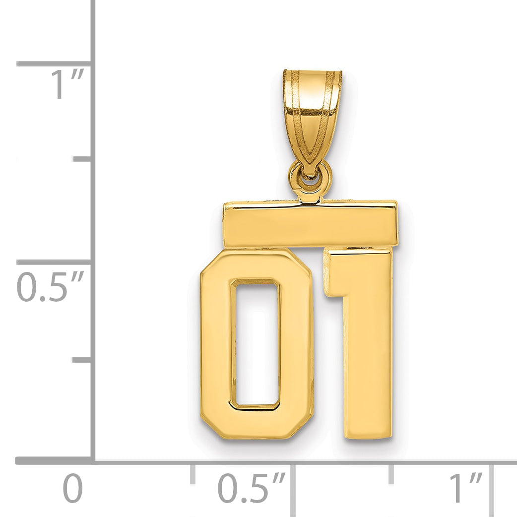 10K Yellow Gold Small Polished Number 01 Charm