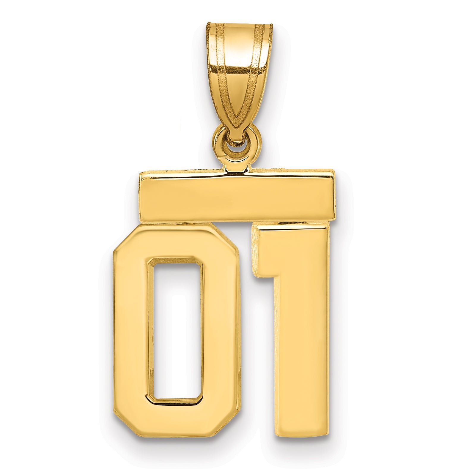 10K Yellow Gold Small Polished Number 01 Charm