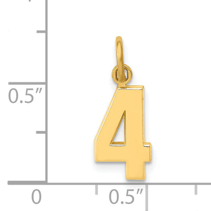 14K Yellow Gold Small Polished Number 4 Charm