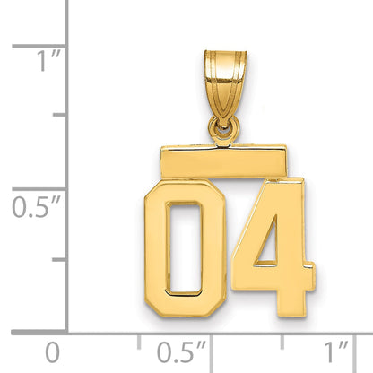 10K Yellow Gold Small Polished Number 04 Charm