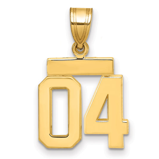 10K Yellow Gold Small Polished Number 04 Charm