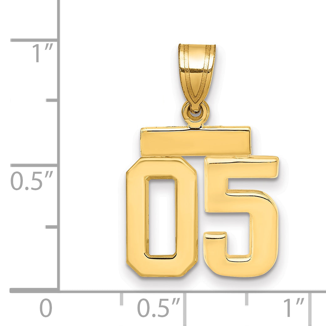 10K Yellow Gold Small Polished Number 05 Charm
