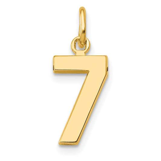 14K Yellow Gold Small Polished Number 7 Charm