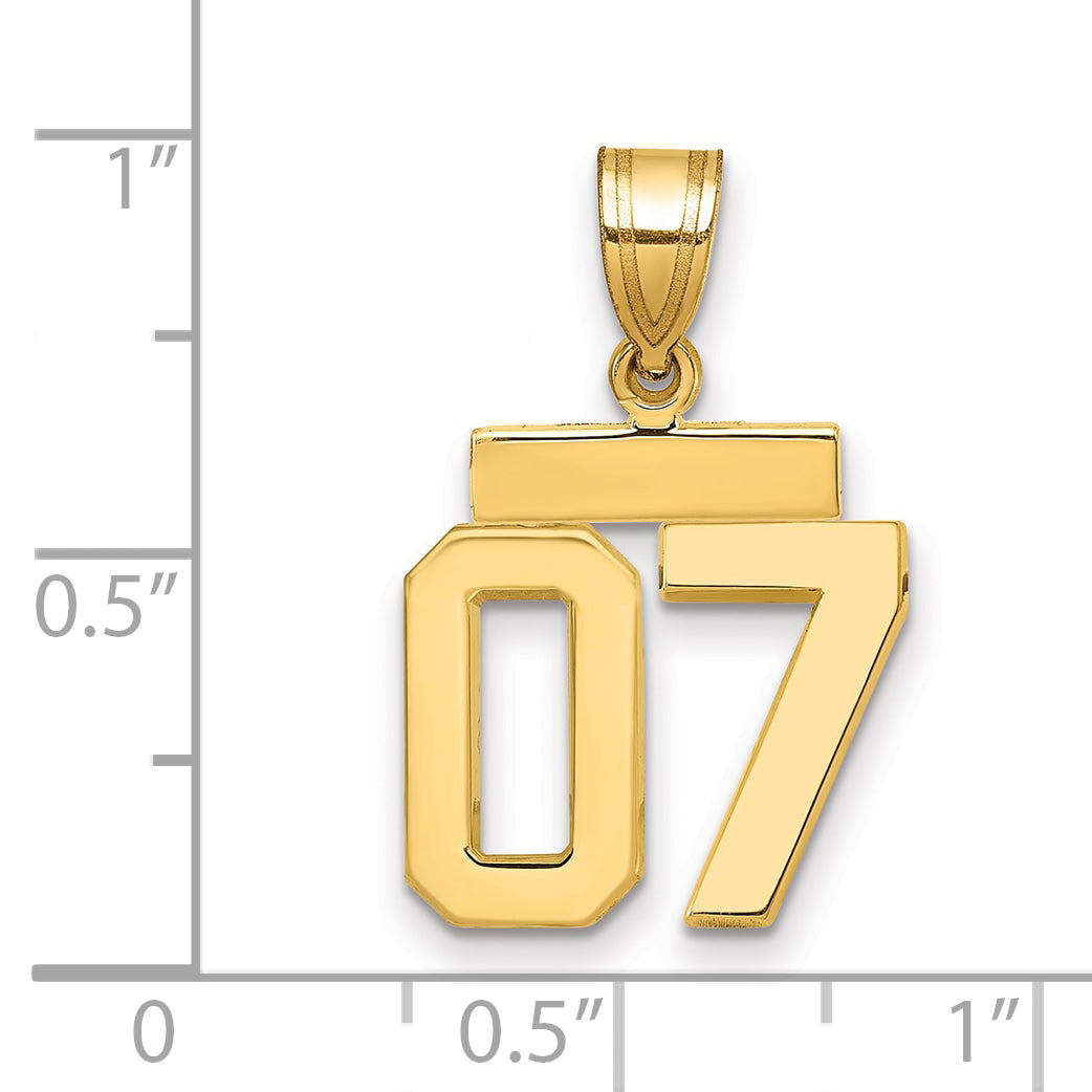 10K Yellow Gold Small Polished Number 07 Charm