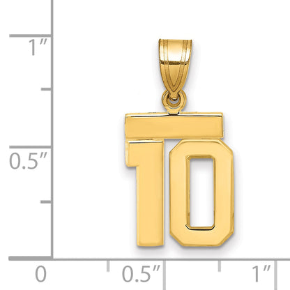 10K Yellow Gold Small Polished Number 10 Charm