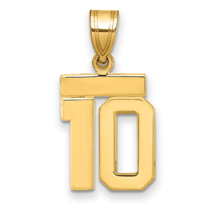 10K Yellow Gold Small Polished Number 10 Charm
