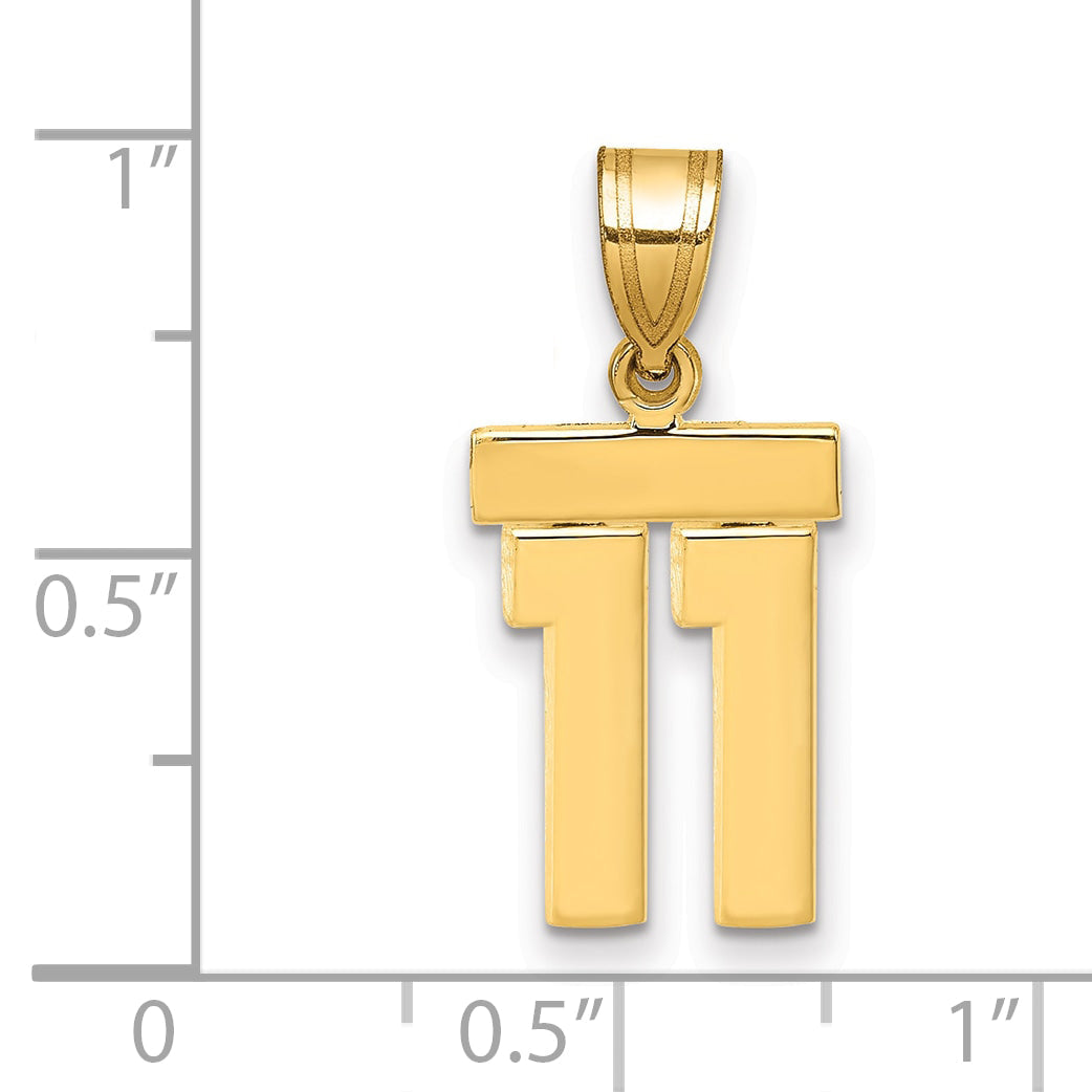 10K Yellow Gold Small Polished Number 11 Charm