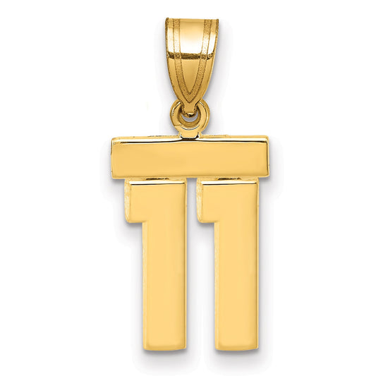 10K Yellow Gold Small Polished Number 11 Charm