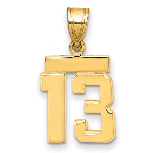 10K Yellow Gold Small Polished Number 13 Charm