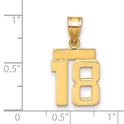10K Yellow Gold Small Polished Number 18 Charm